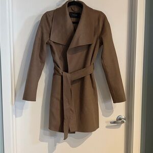 Tahari Wrap Coat Taupe XS